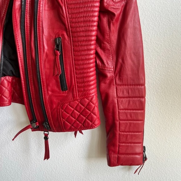 BODA SKINS Red Leather Biker Jacket Quilted
Size 4 / Small - Picture 4 of 13